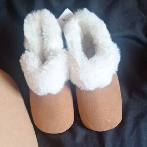 Cozy Brown and White Kids Slippers